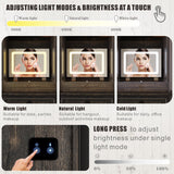 FREDEES Vanity Desk with Mirror,Small Makeup Vanity Set with Customizable Lighting,Compact Makeup Vanity Desk with Hidden Storage and Comfortable Stool,Dressing Table for Bedroom,Brown FREDEES