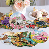 8 Pcs Diamond Art Coasters Kits - All Season Diamond Painting Coasters with Holder Cork Pads DIY Truck Art Dots Painting Set for Adults Beginners Crafts Meothan