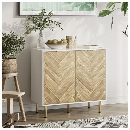 Masupu Storage Cabinet with Adjustable Shelves,Buffet Cabinet with Storage,Free Standing Accent Cabinet,Sideboard Cabinet with Two Doors and Adjusting Feets for Living Room,Bathroom,Hallway,W - WoodArtSupply