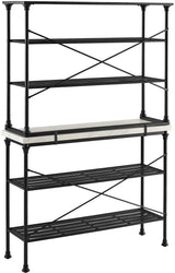 Crosley Furniture Madeleine Baker's Rack with Shelves for Storage, Microwave Stand, Coffee Bar, Steel with Faux Marble Top Crosley Furniture