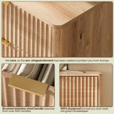 TROJM 63'' Wide 9 Drawers Dresser for Bedroom,Modern Fluted Vertical Chest with Rounded Corners,Fluted Dresser for Living Room,Hallway, Natural Wood TROJM