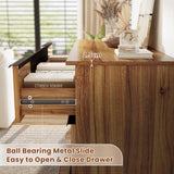 VOPEAK Wood Dresser for Bedroom, 6 Drawer Dresser with Solid Wood Legs, Brown Wooden Modern Minimalist Double Chest of Drawers for Cloth Stroage, 47.24" W x 15.75" D x 31.89" H VOPEAK