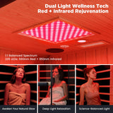 OnxyEdge 2-Person Full Spectrum Infrared Sauna with 12 * 12" Red Light Therapy & 2 Built-in Speakers, Indoor Dry Sauna 1990W/120V with Dual LED Controls for Home & Gym – Canadian Hemlock Spa Room EXTRAFEIN