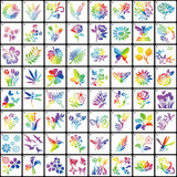 64 Pieces Stencils for Painting, Small Reusable Flower Plant Stencil, Art Craft Template for Painting on Wood, Wall, Fabric, Rock, Chalkboard, Sign, DIY Art Scrapbook Projects(Plants) eageus