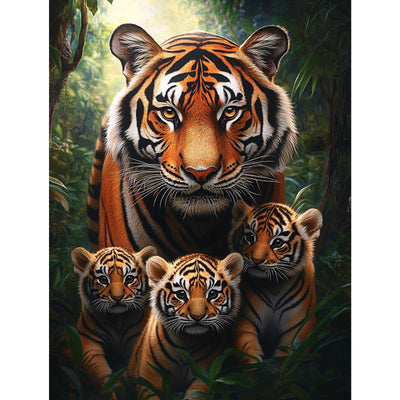 Miwixy Tiger Diamond Art Kits for Adults,Animal Diamond Painting Kit, Winter 5D Full Drill Round Diamond Dots Paintings Canvas for Beginners Home Wall Decor12x16inch (Tiger-B)
