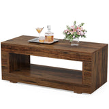 Tribesigns Coffee Table for Living Room, 43.3" Modern Farmhouse Coffee Table with Storage, 2-Tier Wood Rectangular Center Table Cocktail Living Room Table with Sturdy Base, Rustic Brown Tribesigns