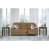 Signature Design by Ashley Kanlow Contemporary Manual Reclining Sofa with 2 Accent Pillows, Light Brown Signature Design by Ashley