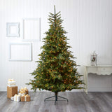 Nearly Natural 8ft. North Carolina Spruce Artificial Christmas Tree with 650 Clear Lights and 1303 Bendable Branches Nearly Natural