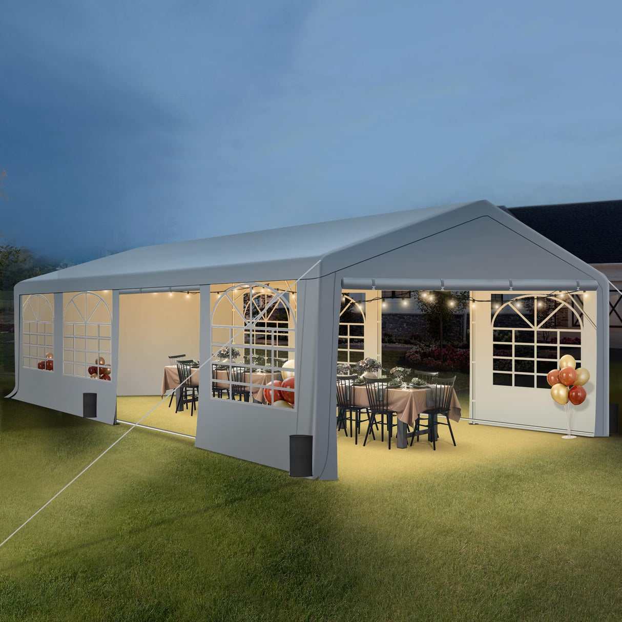 20'x30' Party Tent Heavy Duty, Large Wedding Event Tent with Removable Sidewalls & 4 Sand Bags, Event Canopy Shelter for Parties Outside UV50+ Waterproof, Carpas para Fiestas (20x30 FT) HOWSVN