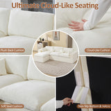 115''Cloud Boneless Sectional Couch, Modular Sectional Sofa Deep Seat with Ottoman, Oversized Upholstered Convertible Comfy 4 Seater Chenille Sofa L Shape Couches for Living Room, Beige WUTUTUEE