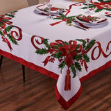 Kadut Christmas Ribbon Tablecloth (60 x 84 Inch) for 5 Foot Rectangle Tables, Heavy Duty Fabric, Stain Proof Xmas Ribbon Table Cloth for Harvest, Holiday, and Fall, & Christmas Dinner. Kadut