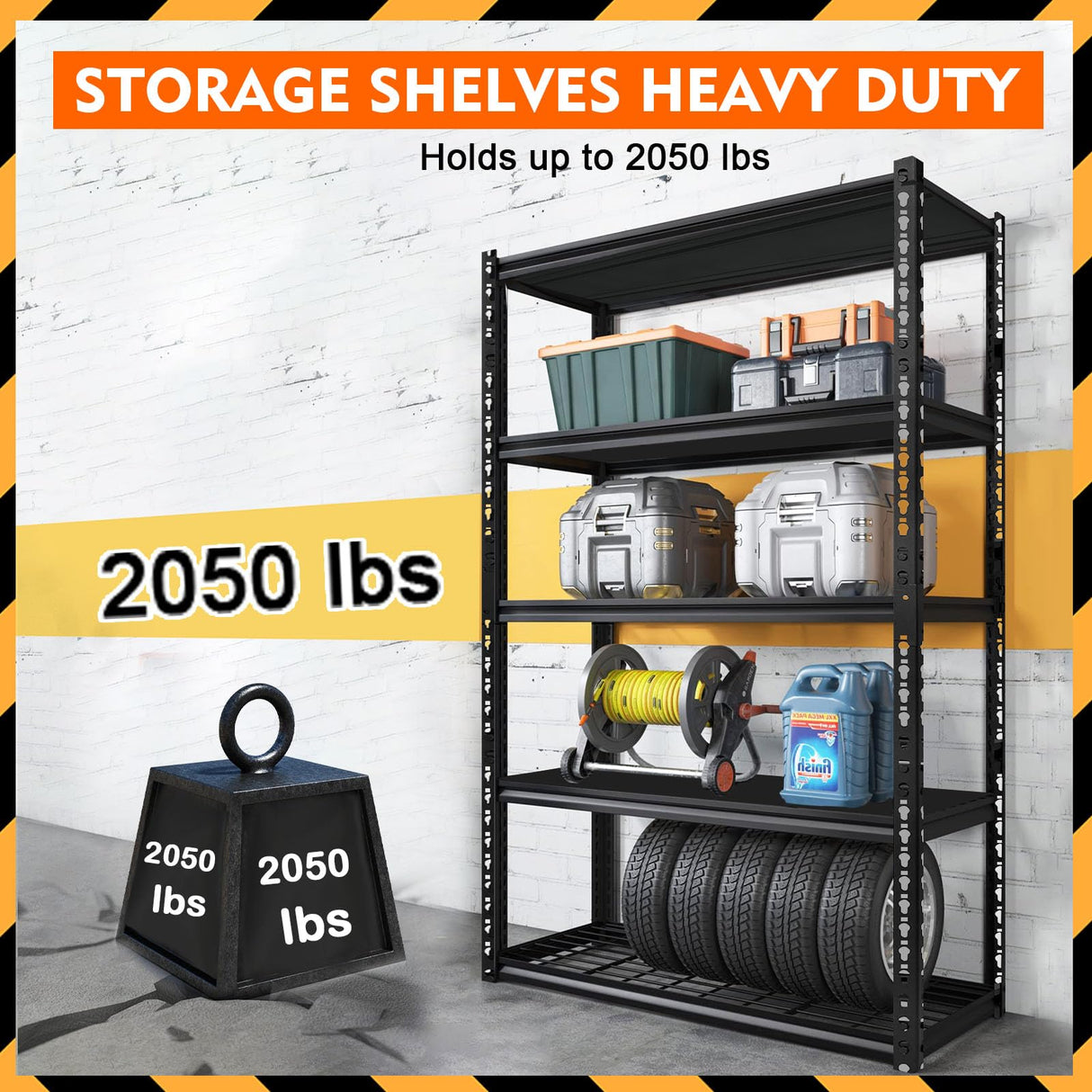 ChicJia 72” Garage Shelving, Garage Storage Rack 2050LBS Heavy Duty Shelving, Garage Shelving, Shelving Metal Unit, Adjustable 5-Tier Basement Storage Shelf, 39.4 ‘W * 15.7 ’D (Black) ChicJia