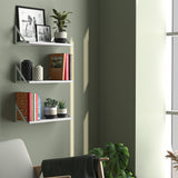 Wallniture Minori Washed White Floating Shelves for Wall Storage, Bathroom Shelves Over The Toilet Storage, Wood Wall Shelves Set of 3 with White Brackets Wallniture