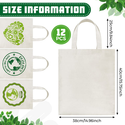 Xuniea 24 Pcs Sublimation Polyester Tote Bag Blank Canvas Bag Bulk Reusable Grocery Shopping Bag Christmas Gift 15 x 16'' (Beige)