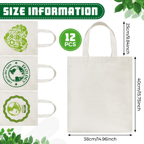 Xuniea 24 Pcs Sublimation Polyester Tote Bag Blank Canvas Bag Bulk Reusable Grocery Shopping Bag Christmas Gift 15 x 16'' (Beige) Xuniea