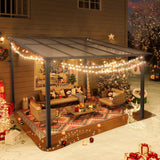 SUNCROWN 10'x10' Hardtop Gazebo, Wall-Mounted Gazebos Pergola, Outdoor Reclining Gazebos with Metal Frame, Lean to Gazebo Metal Awnings for Patio, Deck, Backyard, Porch, Lawns SUNCROWN