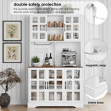 Keyluv Kitchen Pantry Storage Cabinet 71" Tall Freestanding Pantry Cabinet, Farmhouse Glass Door Buffet with Oven Countertop, Large Wood Hutch for Keyluv