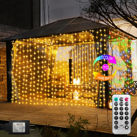 ZAIYW Curtain Lights 600 LED 20Ftx10Ft, Dual Color Changing Curtain Fairy Light Connectable with Timer Remote Waterproof for Bedroom Wedding Party Garden Outdoor Decor (Warm White & Multicolor) ZAIYW