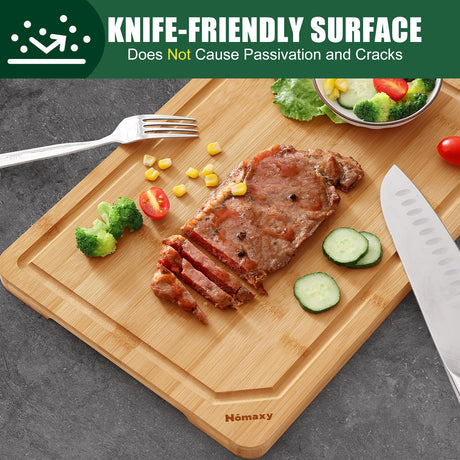 Homaxy Extra Large Organic Bamboo Cutting Boards for Kitchen, 18"x12" Wooden XL Cutting Board with Juice Groove and Handles, Charcuterie Butcher Block Wood Serving & Chopping Board - Pre Oiled Homaxy
