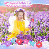 Juexica 24 Pcs Princess Fairy Wand Kit Includes 24 Make Your Own Princess Accessories 6 Styles Unfinished Wooden Fairy Wand and 6 Gem Stickers for Girls DIY Magical Craft(Rose Red, Purple, Pink, Blue) Juexica