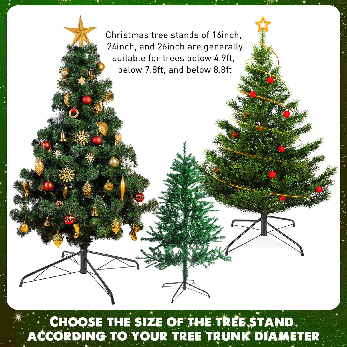 Roowest Folding Christmas Tree Stand Artificial Xmas Tree Base Holder Replacement Metal Tree Stand Base for Christmas Tree(16 Inch,Green) Roowest