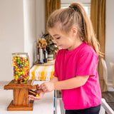 Handcrafted Amish Wooden Candy Dispenser Glass Jar Solid Oak Wood M&M's, Peanuts, Reese's Pieces, Skittles, Jelly Beans, Runts (Sorrel) AMISH VALLEY PRODUCTS
