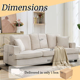 Couches for Living Room, 89 inch Cloud Couch Sofa in Chenile with Extra Comfy Soft Deep Seats, Modern 3 Seater Sofas for Living Room Bedroom Office Apartment, Beige Korser