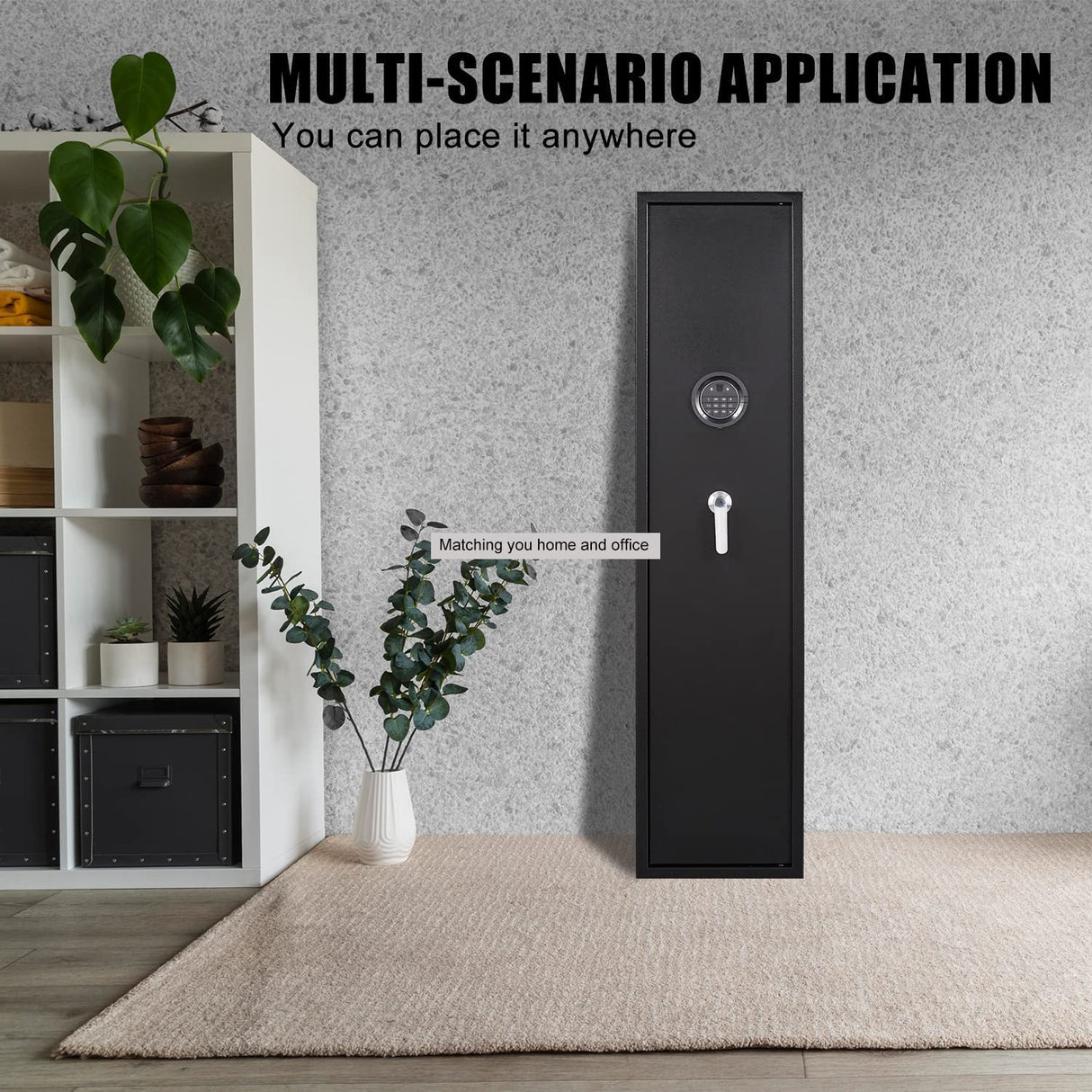 Marcree Biometric Fingerprint Rifle Gun Safe, Quick Access 5-Gun Cabinet Fingerprint Long Gun Safe, Gun Safes for Rifles and Shotguns with Mute Function, 3 Pistol Bags, Pistol Lock Box Marcree