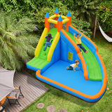 Costzon Inflatable Water Slide, Giant Bouncy Water Park Jump Castle Waterslide for Kids Backyard Outdoor Fun with Climbing Wall, Splash Pool, Blow up Water Slides Inflatables for Kids Party Gifts Costzon
