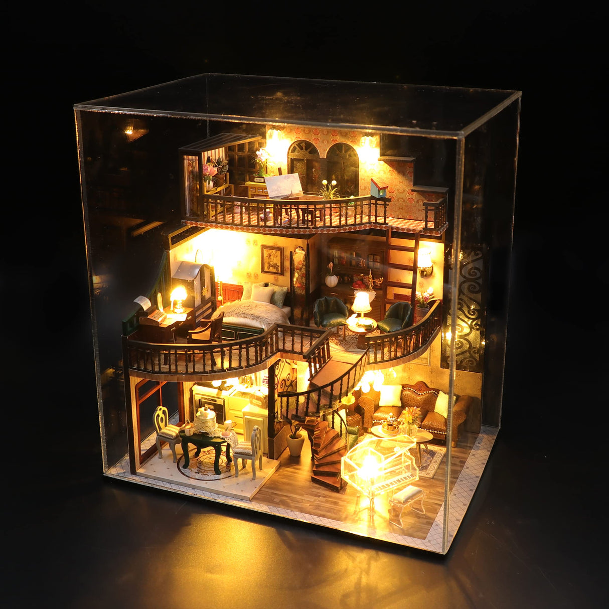 Flever DIY Miniature House Kit, Tiny Home Kit with LED Light, Mini House Build Craft Kits for Adults and Teens, Home Decor Creative Gift for Family/Friends (Dream Building Pavilion) Flever