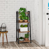 HOOBRO Ladder Shelf, 4-Tier Bookshelf, Corner Bookcase, Freestanding Storage Shelf Display Organizer, for Living Room, Bedroom, Home Office, Kitchen, Rustic Brown and Black BF304CJ01 HOOBRO