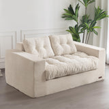 MAXYOYO Bean Bag Chair for Adults, Upholstered Floor Sofa with Armrests, Loveseat Boneless Couch with Tufted Cushion & Backrest, Sofa in A Box, Large Bean Bag Couch for Bedroom Living Room, Beige MAXYOYO