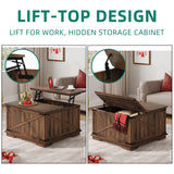 YITAHOME Farmhouse Lift Top Coffee Table for Living Room, Square Wood Coffee Table with Large Hidden Storage Compartment, Rustic Cocktail Table with Hinged Lift Top for Home Office, Reclaimed Barnwood YITAHOME