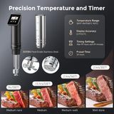 KitchenBoss WIFI Sous Vide Cooker: Ultra-Quiet Sous-vide Cooking Machine 1100 Watts Stainless Steel Immersion Circulator for Kitchen with TFT Preset Recipes, Black KitchenBoss