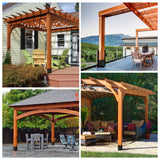 4 Pcs Post Base ,4"x 4" Post Brackets(Actual 3.6"x 3.6"), Heavy Duty Black Metal Powder-Coated Thick Steel Post Anchor Outdoor for Support Deck Base Plate , Fence Kit,Mialbox Post Mount AXWHYS