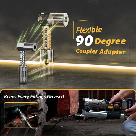 TaskStar Grease Gun, 2-in-1 Easy-to-Use Battery Grease Gun Kit with 2 * 4000mAh Batteries, Efficient Cordless Grease Gun with 90 Degree Coupler Adapter, Electric Grease Gun with LED Light, Gray TaskStar