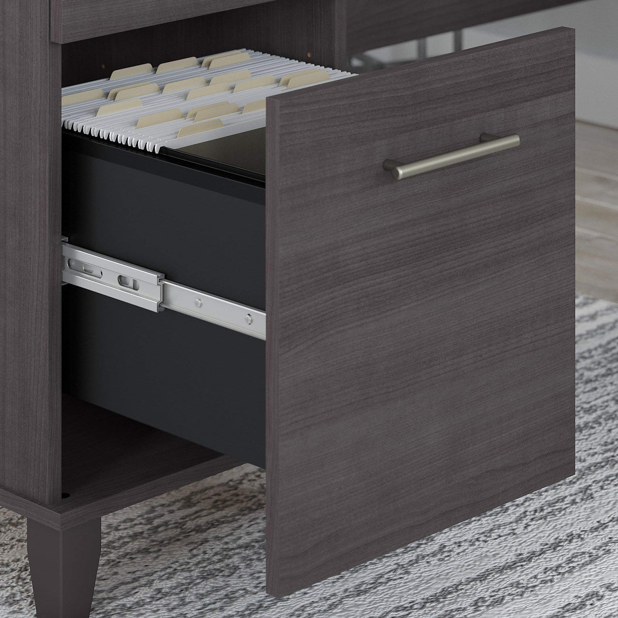 Bush SET002SG Somerset 60-Inch W L-Shaped Desk with Hutch, Storm Gray Bush Business Furniture
