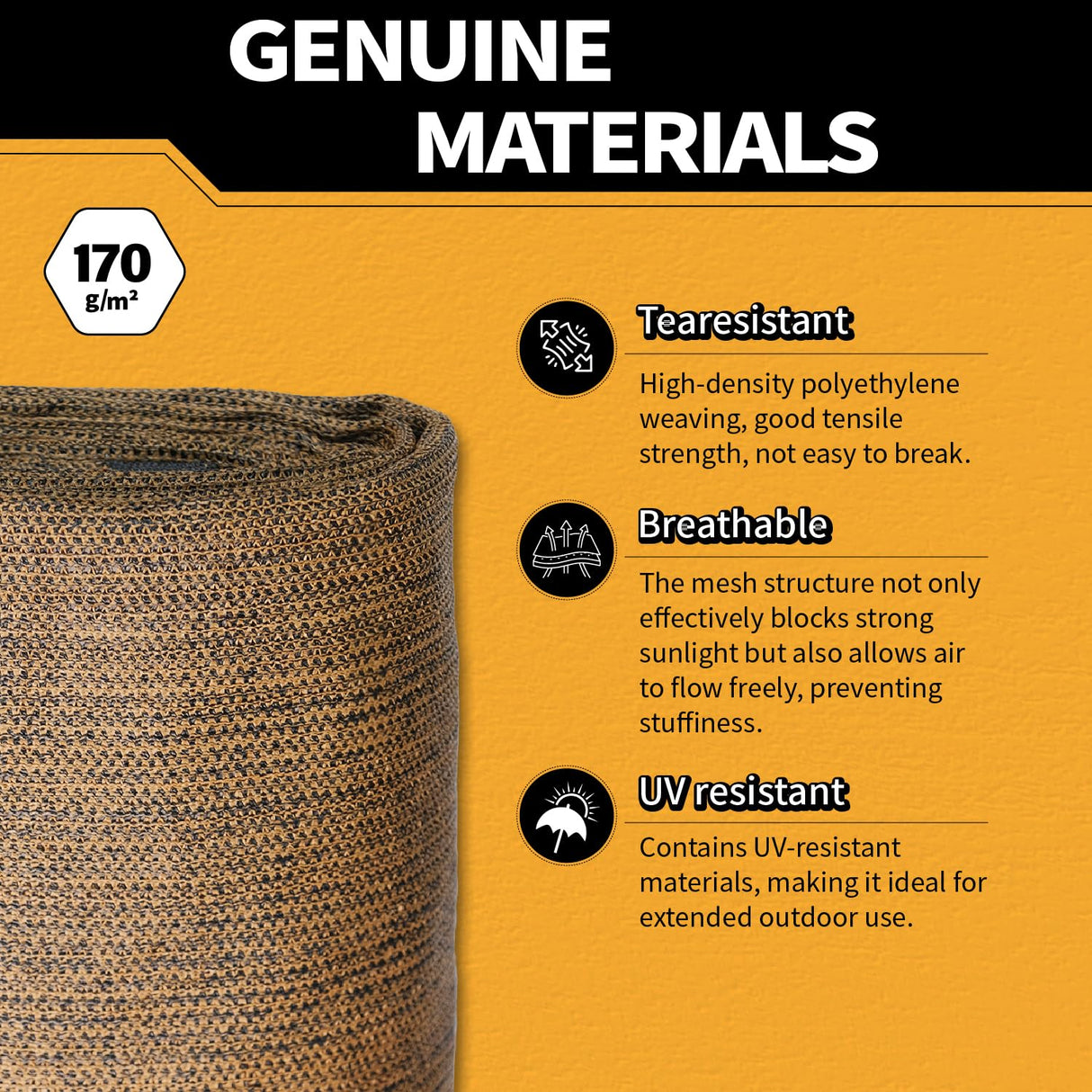 90% Garden Shade Cloth,5' x 15' Heavy Duty Mesh Tarp with Grommets, Garden Privacy Fence Screen, Shade Canopy for Patio, Outdoor Sun Shades for Backyard, Mocha/Black MVPNET