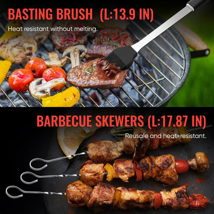 BBQ Accessories Grill Tools Set,Stainless Steel Barbecue Grill Accessories for Outdoor Grill,Barbecue Utensils Grilling Accessories Grilling Gifts for Men,Father's Day/Christmas/Thanksgiving Day