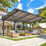 AECOJOY 20' x 10' Outdoo Gazebo for Patio, Large 10x20 Pergola Carport, Freestanding Lean to Hard Top Gazebo Shelter Pergolas and Gazebos Clearance with Roof, Wall-Mounted Heavy Duty Awnings for Patio AECOJOY