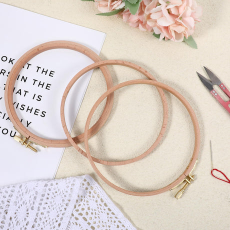 2 Pack 6 Inch Wood Embroidery Hoop, Cross Stitch Hoops Ring, Cross Stitch Supplies Beech Wooden Embroidery Frames for Art Craft Sewing, DIY Decoration EupHHonycs