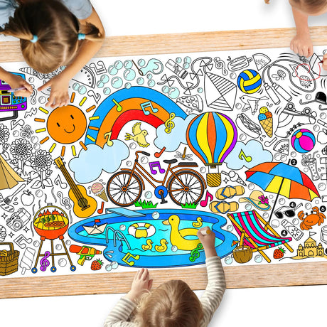 Giant Coloring Poster for Classroom - 31.5x72" Versatile Summer Activity Poster/Table Cover for School Parties, Birthday & Special Events Decoration Gatherfun