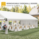 DWVO 20x40ft Party Tent Heavy Duty Outdoor Wedding Event Shelters Upgraded Galvanized Canopy with Large White Roof, Removable Sidewalls & 4 Storage Bags DWVO