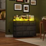 WLIVE Led Dresser for Bedroom, Black Dresser TV Stand for Bedroom with LED Lights and Power Outlet, Wide Chest of Drawers for Hallway, 8 Fabric Drawers for Living Room and Entryway, Easy to Assemble WLIVE