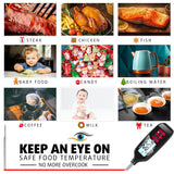 Antonki Digital Meat Thermometer with Backlight, Long Food Temperature Probe Instant Read Food Thermometer for Cooking and Baking, Kitchen, Candy, Grill, BBQ, Oil - Battery Included Antonki