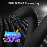 IEMAI PETG Carbon Fiber Filament 1.75mm, Matte Black PETG-CF, Heat-Resistant, High Strength & Rigidity 3D Printer Filament, 1kg Spool Designed for Complex Models and Functional Parts IEMAI