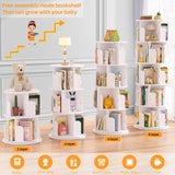 Aheaplus 360° Rotating 5-Tier White Bookshelf Tower Aheaplus