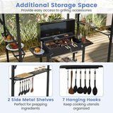 Tangkula 13x5 Ft Grill Gazebo with Dual Side Awnings, 2-Tier Barbecue Gazebo with 2 Shelves, 7 Hooks, Adjustable Shadow, Outdoor Grill Canopy for Backyard Garden Poolside (Grey) Tangkula