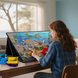 Becko US 1000 Piece Tilting Puzzle Board with 6 Trays & Cover, Adjustable Puzzle Table with Stand/Easel, Portable & Lightweight Mat for Puzzle Storage, for 1000 Pieces Jigsaw Puzzles (Gray) Becko US