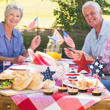 5 Pcs 4th of July Table Centerpiece Standing 3D Star Decor Wood Patriotic Sign Block Fabric Ornaments Rustic Fourth of July Independence Day Crafts for American Festival Party Home Decoration Sintuff